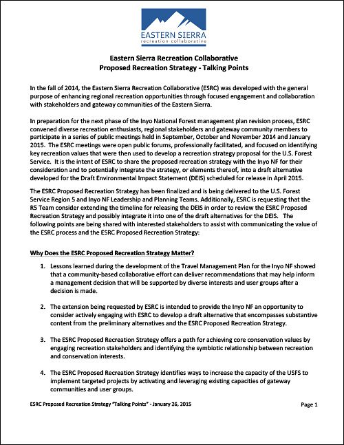 ESRC - Proposed Recreation Strategy -  Talking Points