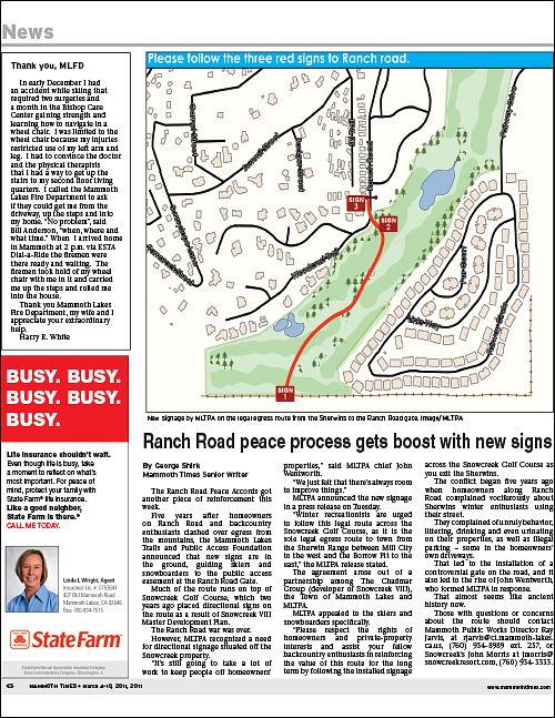 Ranch Road Egress Route - Mammoth Times in March, 2011