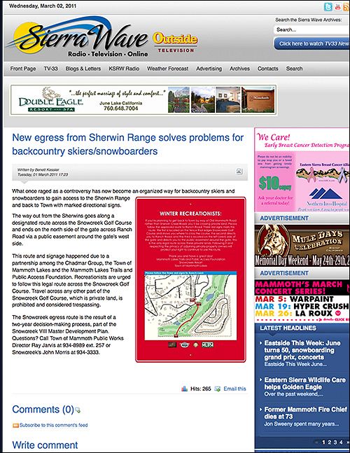 Ranch Road Egress Route - Sierra Wave in March 2011