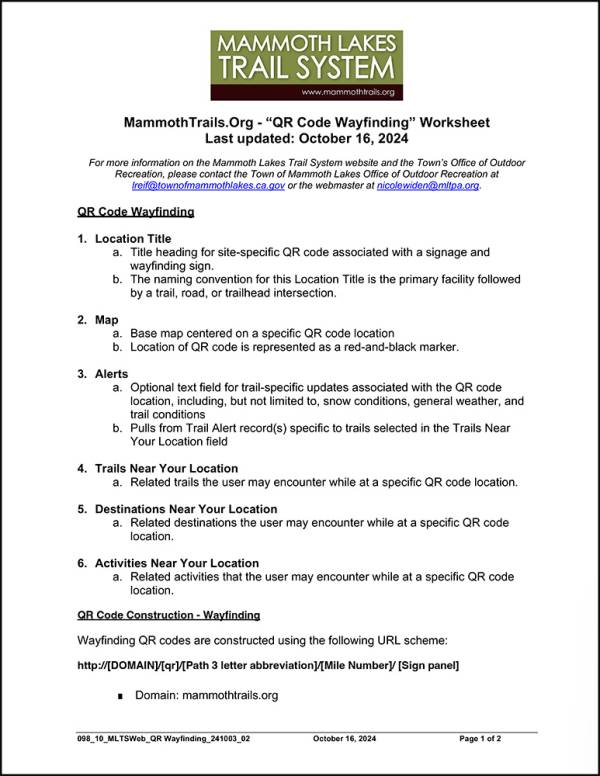 QR Code Interpretive Creation Worksheet
