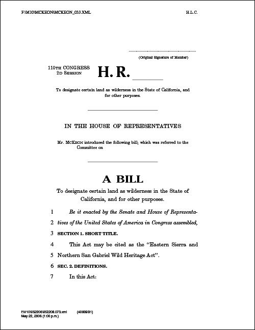 Wild Heritage Act Bill  (73KB)