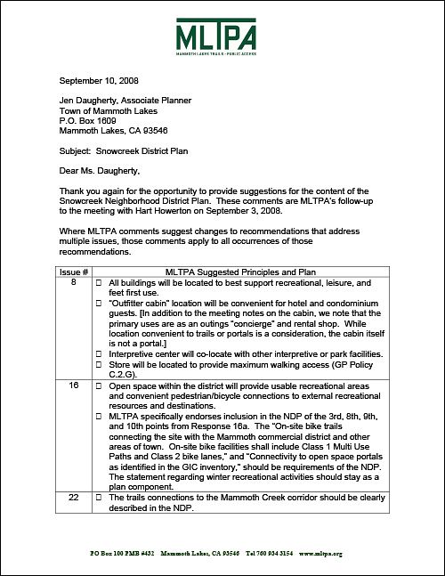 MLTPA comments - Snowcreek NDP - Sept 10, 2008  (16KB)