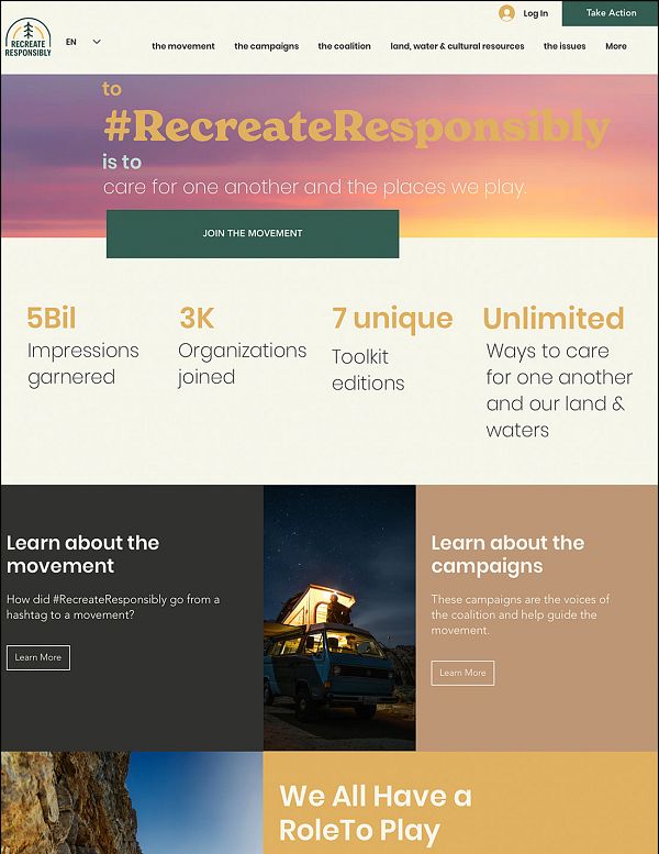 Recreate Responsibly National Coalition Website