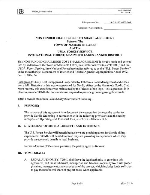Operating Agreement Between TOML and INF